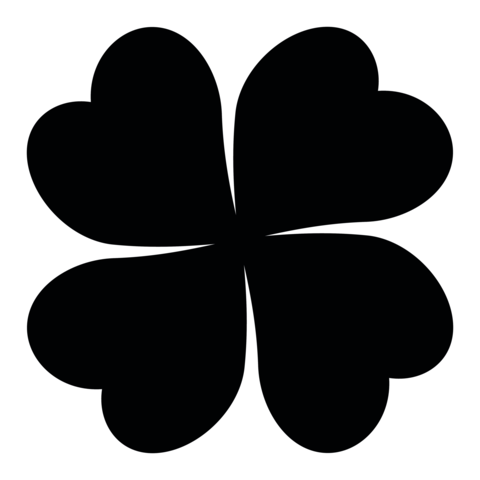 Four-leaf clover silhouette symbol icon shape, illustration of four leaf cloverleaf isolated on