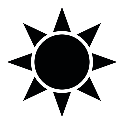 sun silhouette symbol icon black and white illustration