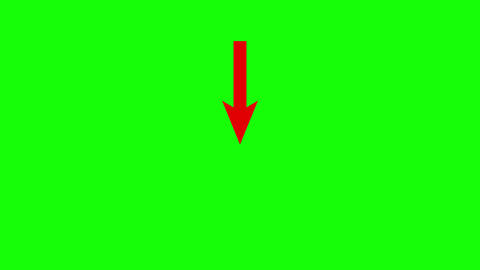 Animated Red Arrow Pointing Down Side Direction Animation on Green Screen Chroma Key Background
