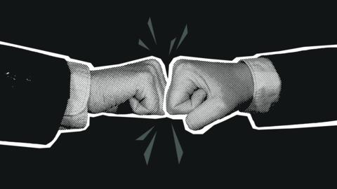 Halftone Business Fist Bump Deal Agreement Illustration