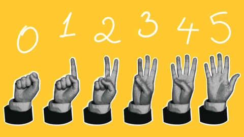 Halftone Business Hand Counting Set Zero to Five Illustration