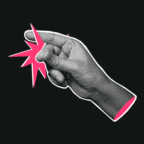 Halftone Hand Snapping Fingers Click Gesture Illustration
