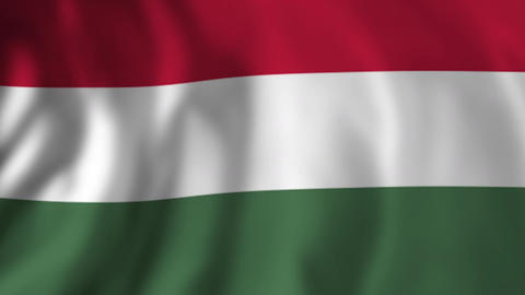 Waving national flag of hungary blowing in the wind
