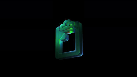 Rotating glass clipboard symbol animation for business and office