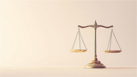Golden Balance Scale with Copy Space Symbolizing Justice and Fairness