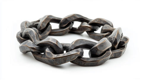 Heavy Vintage Metal Chain Forming a Circular Symbol of Strength