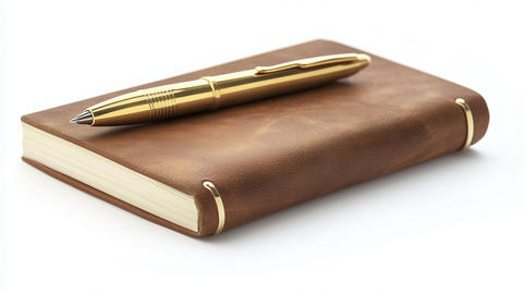 Luxury Leather Notebook with Gold Pen for Business and Writing