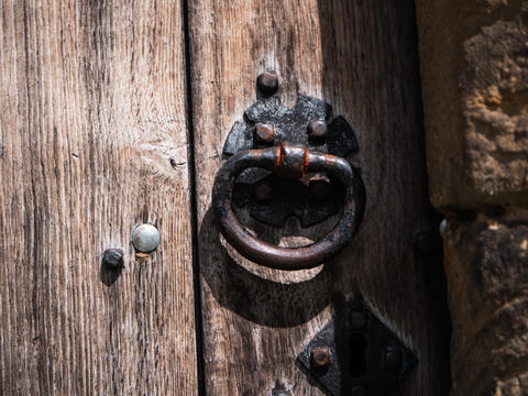 Old Medieval building wooden door