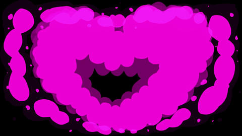 Hand-drawing a pink heart made of smoke
