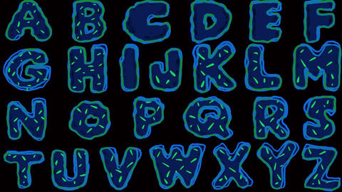 Animation of flickering English alphabet letters