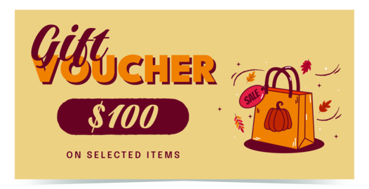 Retro gift voucher template with shopping bag and seasonal sale