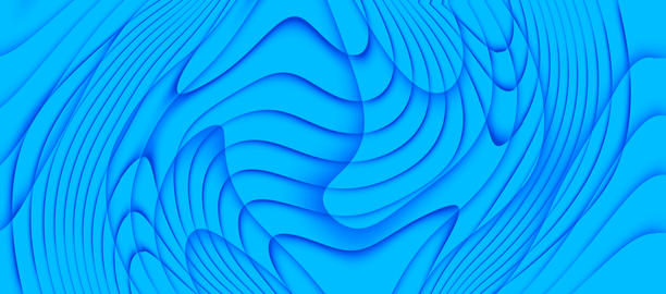 Abstract bright cyan blue background dynamic swirling layered shapes fluid motion