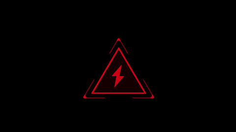 Red neon weather alert with lightning and warning symbol on transparent background