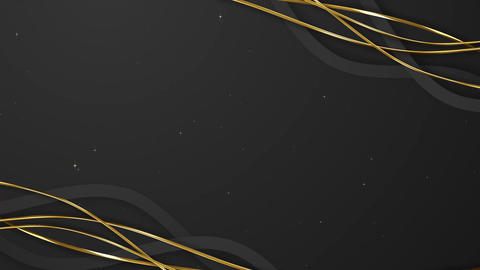 Abstract Luxury Black with Wavy Golden Lines Particles Awards Trailer Titles Background Loop