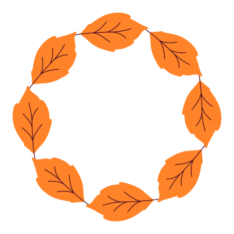 Cozy atmospheric autumn round frame on white background