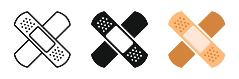 Adhesive plaster icon set collection in flat style. Elastic medical bandage vector illustration on