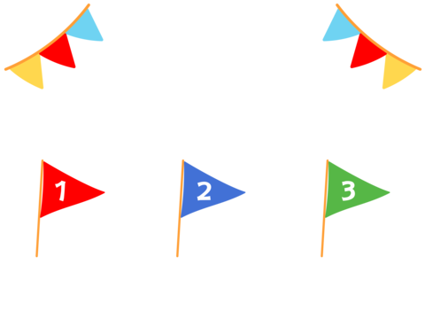 運動会 1位2位3位の旗の背景イラスト