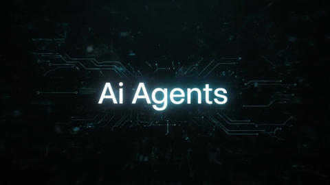 The words 'Ai Agents' appear as a futuristic hologram. Artificial intelligence and technology title 