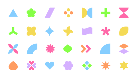 Colorful geometric shapes set icon vector
