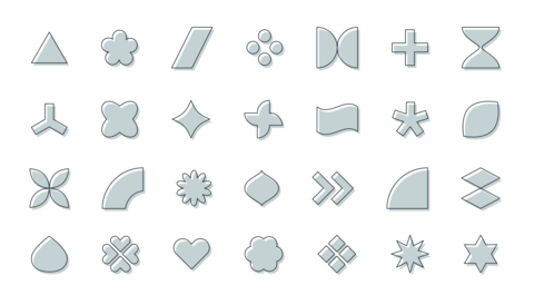 Gray geometric shapes set icon vector