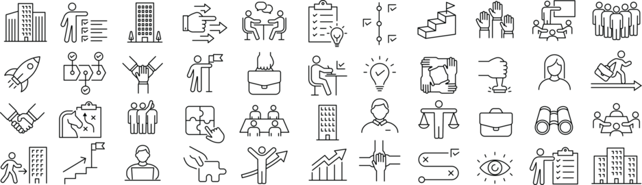 Monochrome Company Line Icon Set