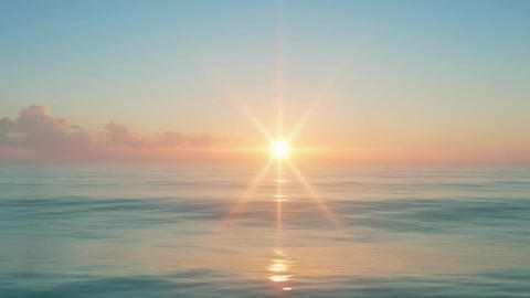 Sunrise Over the Ocean with a Calm Sea and Clear Sky Featuring Morning, Dawn, Nature with Landscape 