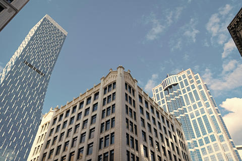 Business skyscraper building. Architectural building business area. Glass skyscraper. City