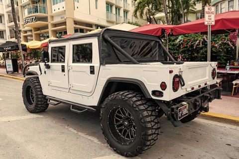Miami, Florida, USA - July 14, 2025: 1993 AM General Hummer SUV car. Luxury SUV AM General Hummer
