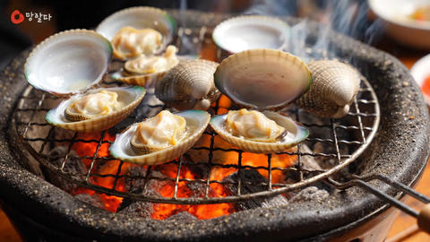 Clam BBQ on Charcoal - Sizzling Grilled Seafood