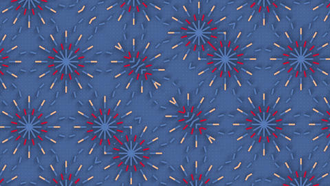 Dynamic 3D Geometric Star Pattern Navy Blue Red and Beige Loop