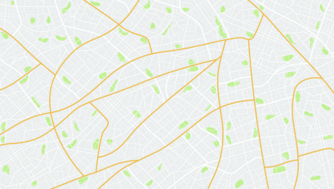 Detailed view of city. Decorative graphic tourist map. Abstract transportation background. Vector