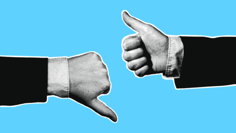 Halftone Business Thumbs Up Down Contrast Illustration