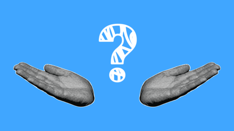Halftone Hands Shrug Question Mark Confusion Illustration