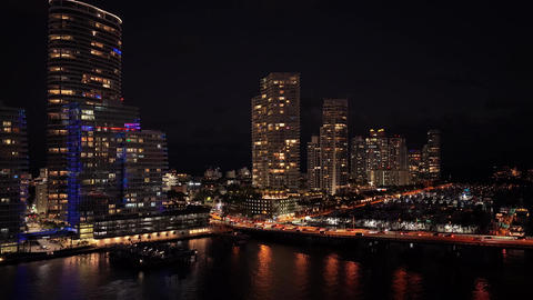 Aerial view on south pointe park. Landscape aerial Miami skyscraper architecture. Luxury skyscraper