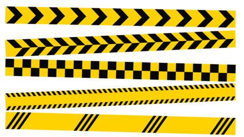 Danger, caution, barricade, barrier, hazard, warning reflective tapes, isolated on white