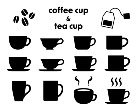 Simple coffee cup and tea cup icons