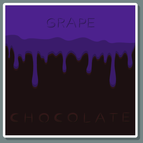Sweet liquid jam grape dripping down chocolate