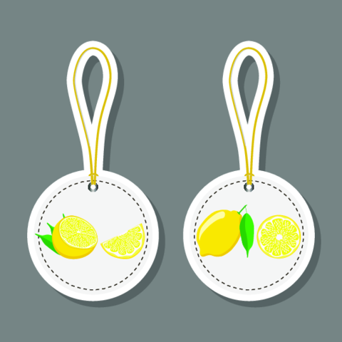 Fruit theme from set juicy delicious lemon of various sizes