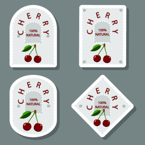 Berry theme from set juicy delicious cherry of various sizes