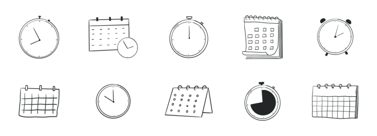 Calendar sketchy planner icon doodle grid icon, time hand drawn. Hanging desk