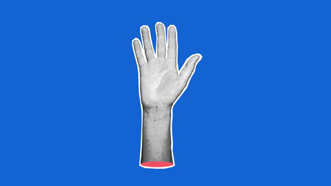 Halftone Hand Open Close Stop Motion Loop Animation