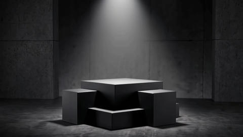 Black Geometric Product Podium Dark Studio Spotlight