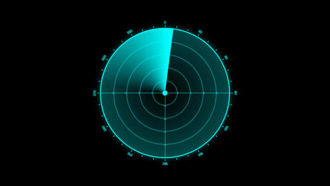 Futuristic HUD Radar Screen with Airplanes and Radiation Hazard Symbol, Video Overlay