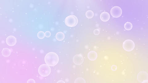 Seamless Loop Pastel Rainbow Background with Floating Bubbles and Sparkles