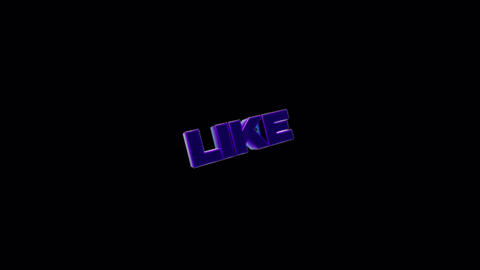 3D Rotating Like Text Animation on Transparent Background