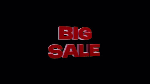 3D Red Big Sale Text Rotating on Transparent Background