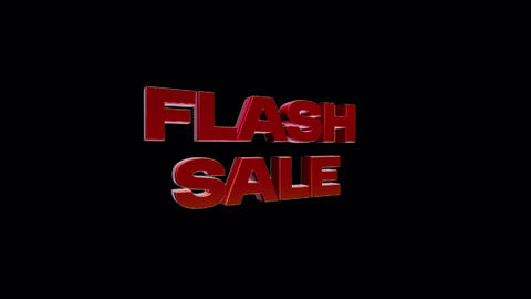 3D Rotating Flash Sale Text Animation on Transparent Background