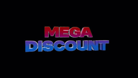 3D Animated Mega Discount Text Rotating on Transparent Background