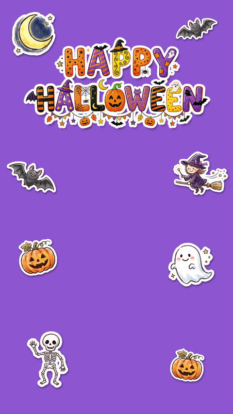 Vertical video, Happy Halloween looping background (transparent), AI-generated asset