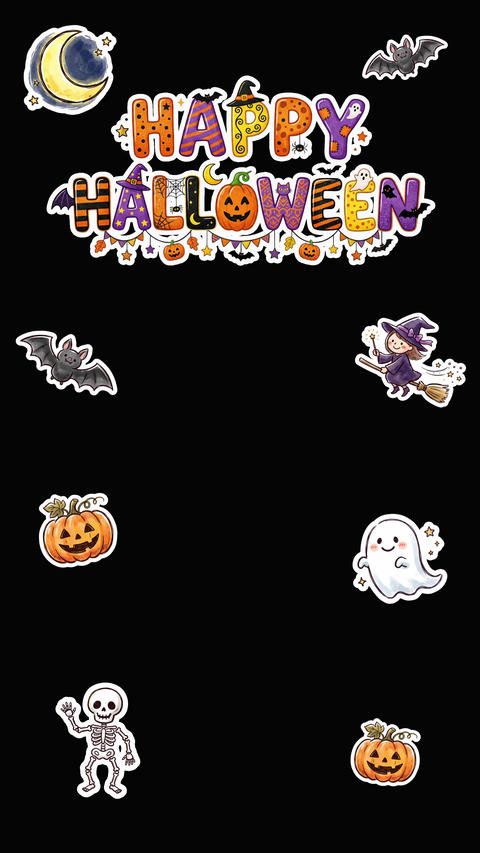 Vertical video, Happy Halloween looping background (transparent), AI-generated asset